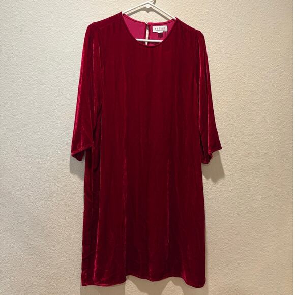 Velvet by Graham & Spencer NWT Red Silk Blend Velour Shift Dress Size M
